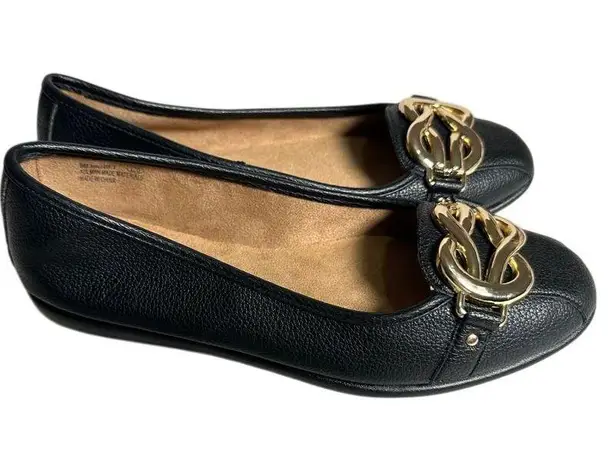 Aerosoles Big Bet Ballet Flats with Gold Chain Link Detail Comfort Dress Shoes