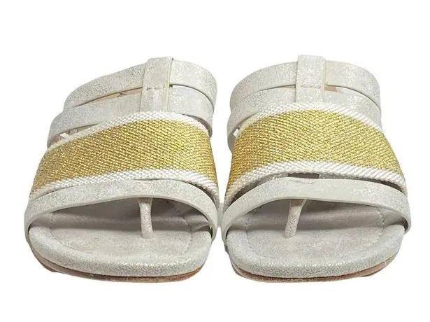 Donald Pliner Donald J Pliner ᪥ Dara Mesh Wedge Leather Sandals ᪥ Silver Gold Metallic ᪥ 8.5M