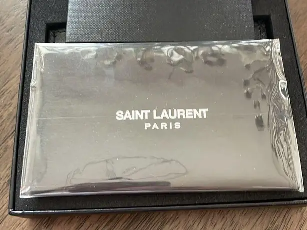 Saint Laurent  YSL Black Leather Mirror Card Holder NEW in box