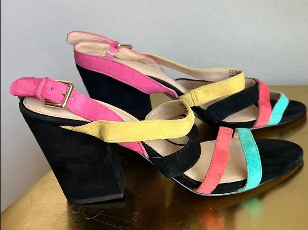 Botkier Burlier Seta Suede Multicolor Colorful Strappy Heels