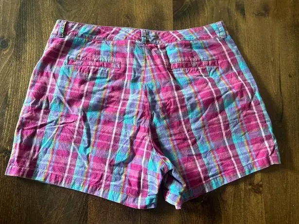 Dockers  Collection Cotton Mid Rise Curvy Colorful Plaid Shorts Summer Size 12P