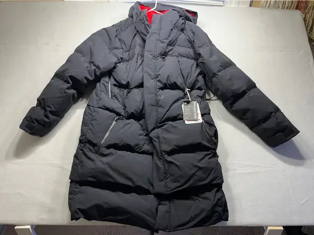 Obermeyer Black Puffer Down Ski Coat Hooded Full Zip klausy XL