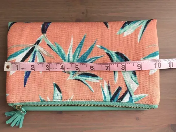 Rachel Pally Reversible Palm Print Turquoise Faux Leather Foldover Clutch