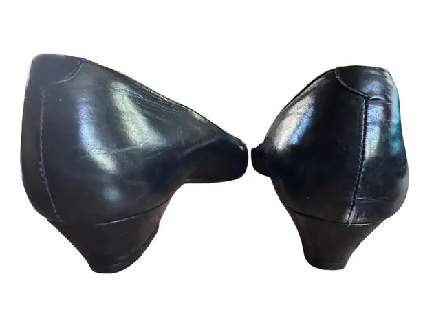 Vintage Paogoni Florence Leather Bow Pumps Pointed Kitten Heels Classic 8 Narrow Black