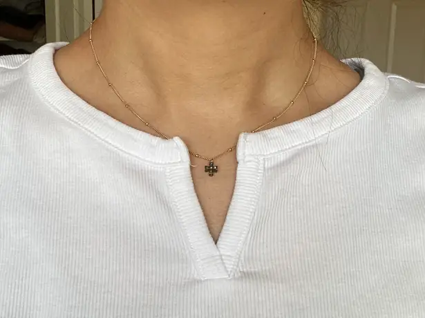 Mini Cross Necklace Black