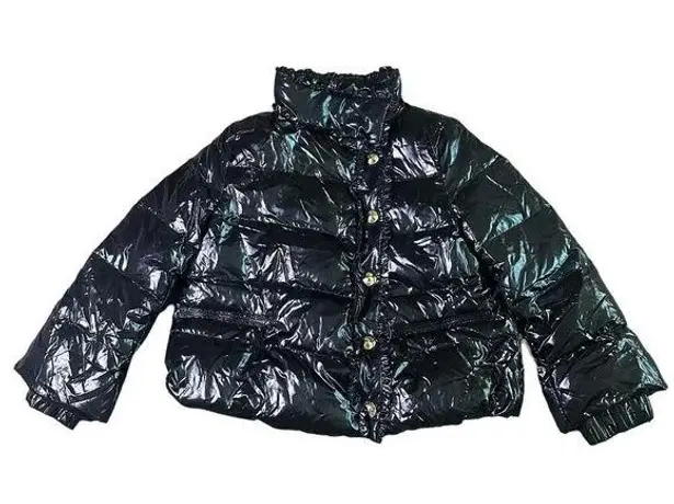 Duvetica Black Patent Real Down Coat Jacket Snap