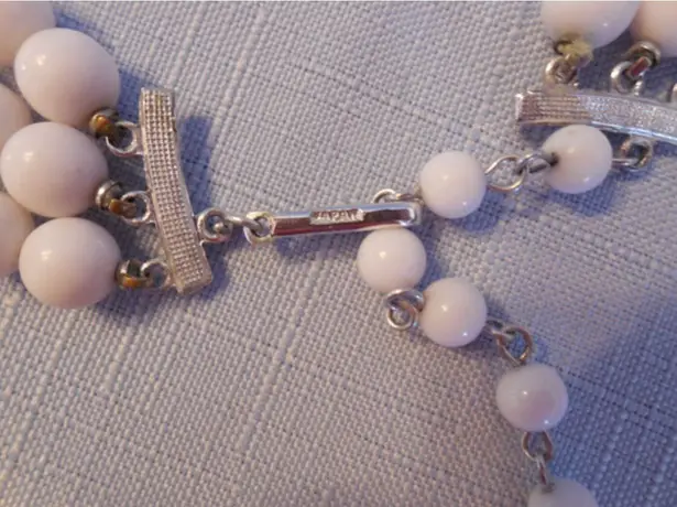 Amazing Multi Strand Necklace Signed Japan White & AB Beads