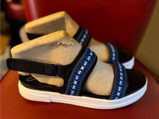 Zodiac Black & Blue Jada Embroidered Velcro Ankle Strap Sandals Sz 11 $83