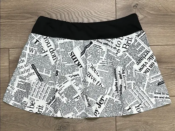 Queen Of The Court 14" Newsworthy Black White Swing Tennis Skirt Skort Large Black