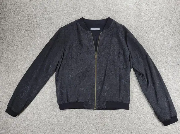 Olivia Moon Jacket Womens Medium Black Paisley Damask Lace Zip Up Lined