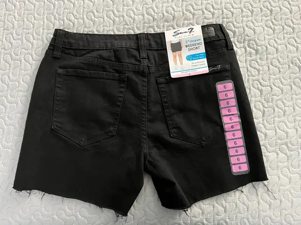 Seven 7 Weekend shorts black denim jean Cut hems