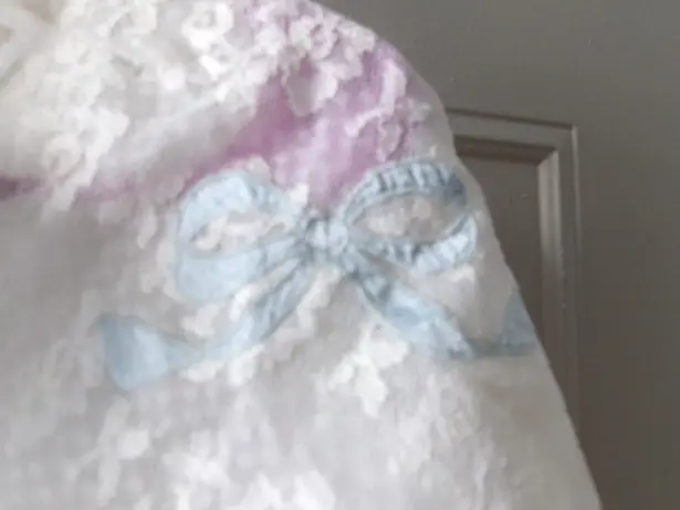 Radcliffe vintage coquette nightgown nightie lingerie bow lace in white/ivory and blue size large.