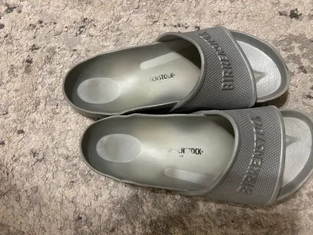 Birkenstock  Gray spell out rubber slides size 38 7-7.5 thumbnail 5