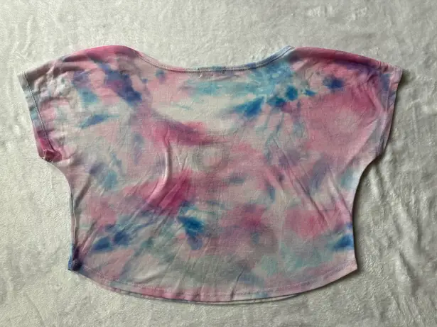Workshop Anchor Tie Dye Short Sleeve Crop Top in Pink/Blue/White - Size Medium