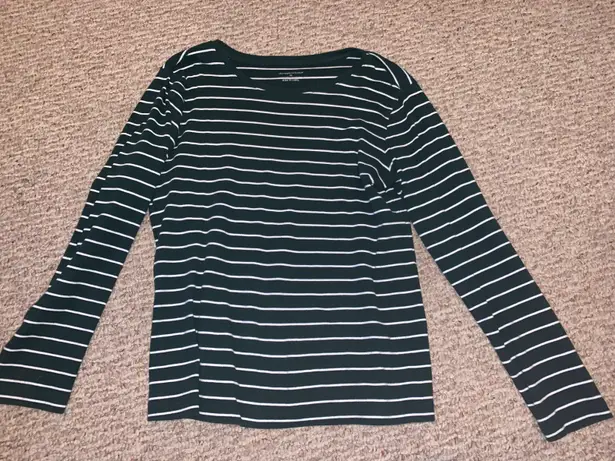 Christopher & Banks CB Green Striped Long Sleeve 