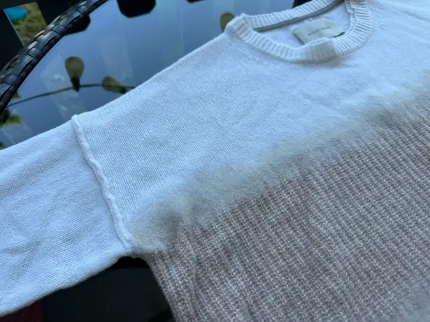 Brochu Walker Wool Cashmere Blended Brighter Crew Sweater in Soy Combo Small