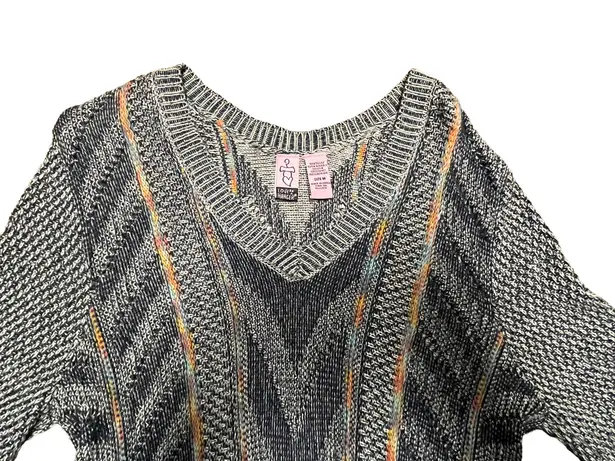 love on a hanger boho hippie festival rainbow knit v hemline sweater size medium