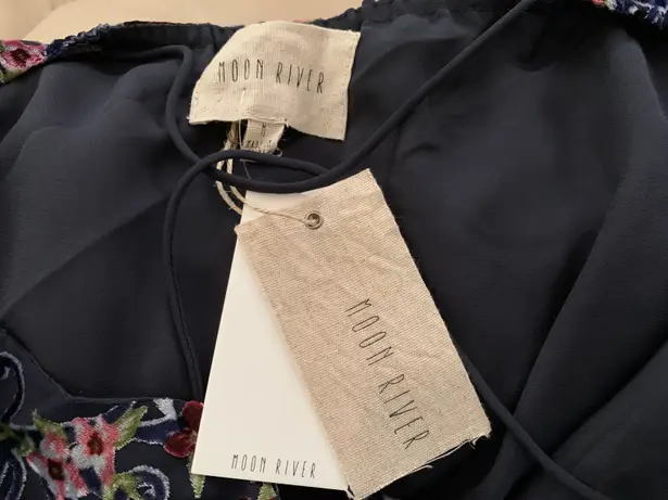 Moon River Floral Velvet Spaghetti Straps Tank