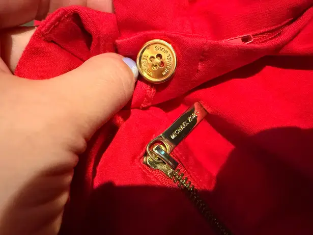 Michael Kors NWOT  Vibrant Red Cotton Garment trousers zippers pants casual dress