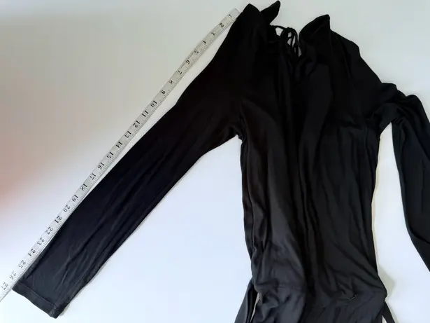 Haute Hippie Black Long Sleeve Modal Dress L Cowl Neck Tie Waist Open Back New