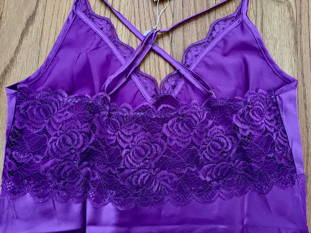 Purple Satin Nightgown Slip Dress