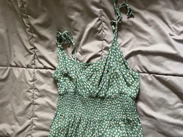 American Eagle Green Floral Jumpsuit