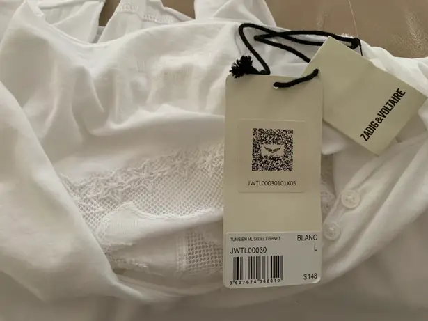 Zadig & Voltaire Long Sleeve Story Fishnet Tunisien Tee