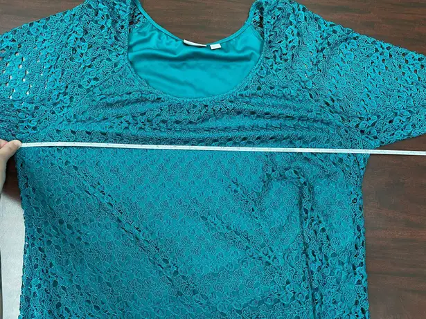 kim rogers Teal Lace Blouse Size X-Large