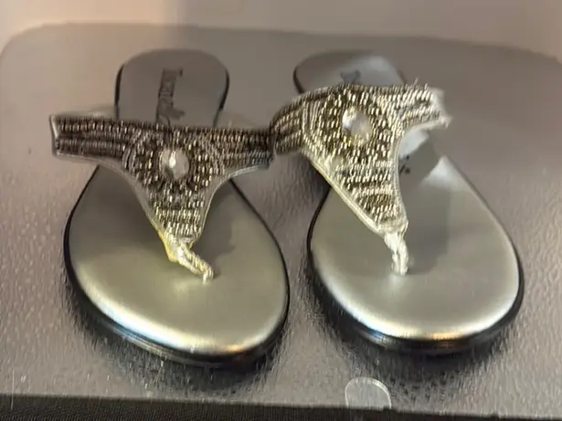 Silver Crystal Embellished Dress Sandals Size undefined