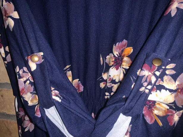 French Grey Navy Blue Floral dress