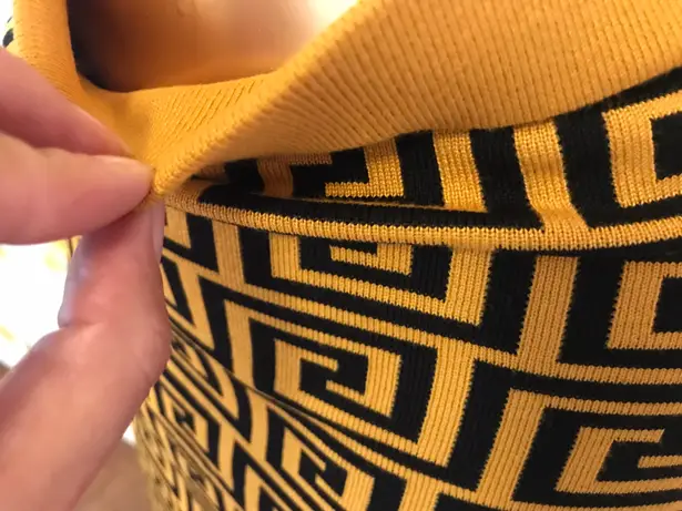 Lizette Collection 2-Piece Black & mustard Jacquard Monogram Crop Top & Skirt Set one size