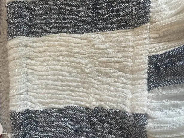 NWT America & Beyond Floral Embroidered Scalloped Hem Stripe Skirt Size S Blue