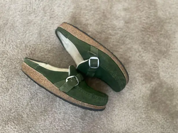 Birkenstock Buckley Sherling Moccasin Clog Suede Leather Green