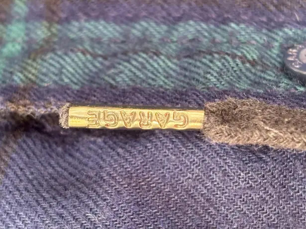 Garage  Women's Medium Blackwatch Plaid Flannel Hooded Boyfriend Fit Shacket