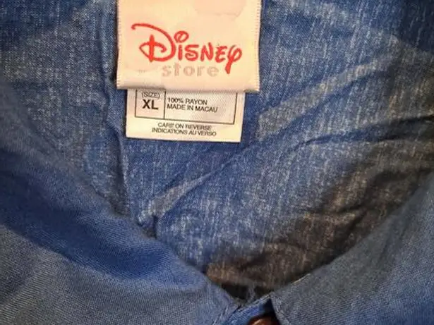 Disney Characters Blue Button Up Hawaiian Shirt Size XL