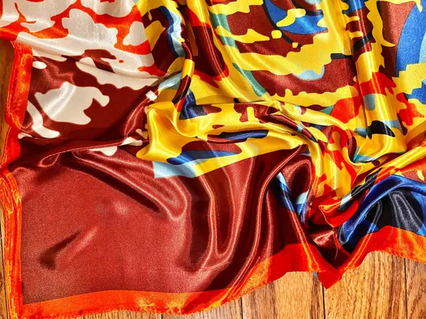 VTG RETRO Abstract Multicolor artwork Square oversized silky scarf 35’/35’ Multiple