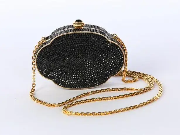 Judith Leiber Black Swarovski Crystal Embellished Cloud Shaped Evening Bag