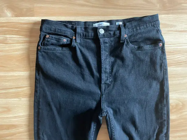 RE/DONE High-Rise Ankle Crop Comfort Stretch Jeans - Sz 32 - Black