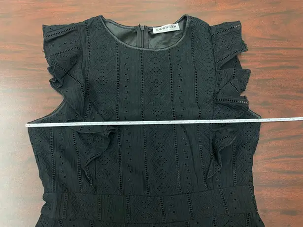 Ecowish Black Ruffle Sleeve A-Line Summer Dress Size Large