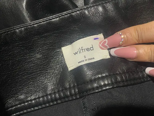 Wilfred Aritzia Faux Vegan Leather High Waisted Belted Trouser Pants Black 0