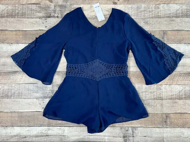 Ella Moss NWT Blue Chiffon Embellished Lace Romper sz 14