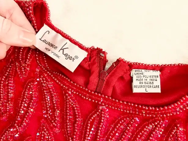 Beaded Sequin Flapper Vintage Dress Red Size L