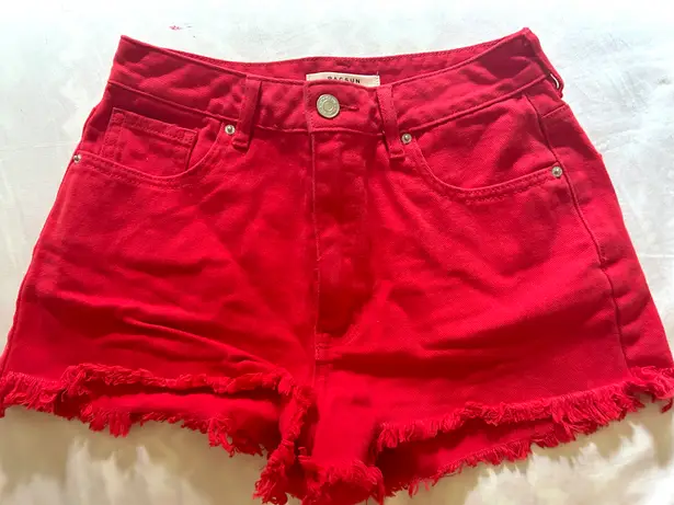 PacSun Red Festival Jean Shorts