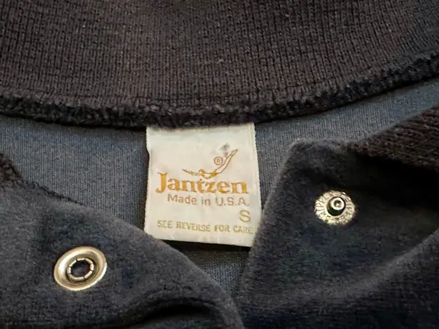 Jantzen Vintage 80s Retro Velour Chevron Snap Crewneck - Grey/Teal/Magenta - S