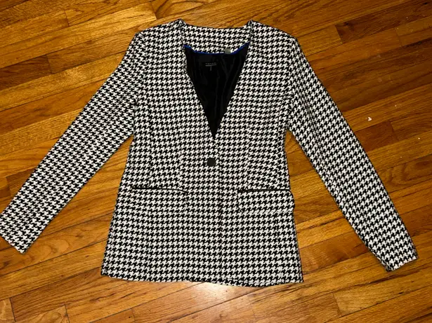 Tahari Womens Houndstooth Fitted Blazer Jacket