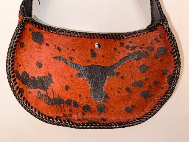 NEW Handmade Dyed Cowhide Leather Cossbody Purse Steer Cow Rust Western Orange Brown