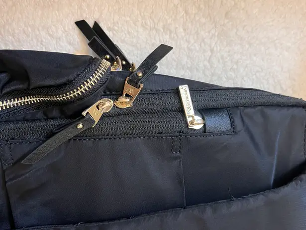 Black Nylon Backpack with Gold Hardware