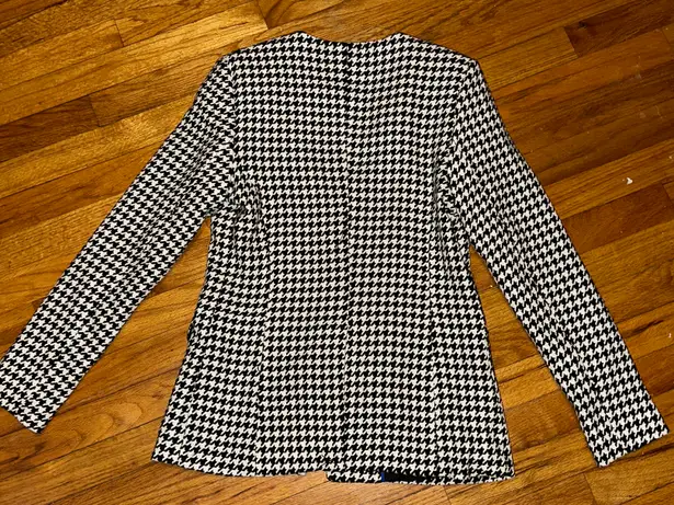 Tahari Womens Houndstooth Fitted Blazer Jacket