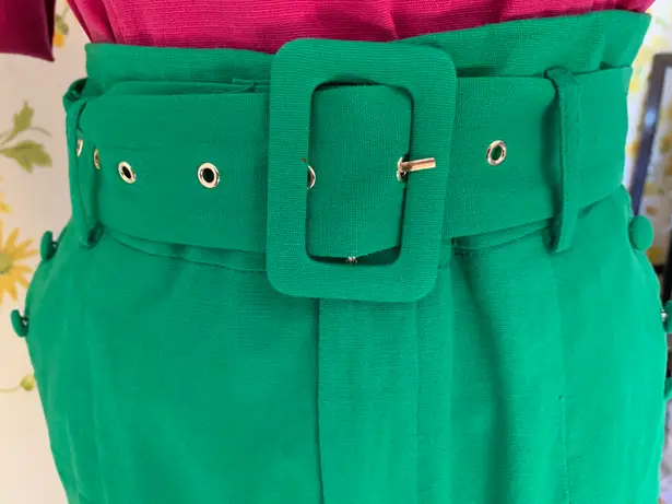 High waist Belted pants and top matching set green size M Size M