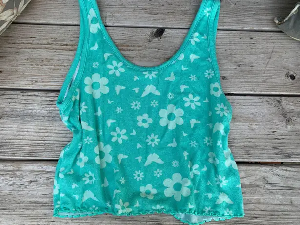 Target Colsie Floral Butterfly Green Tank Top